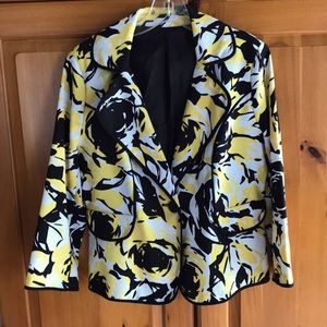 Bright spring colors! Woman’s blazer, bold floral pattern, size 12.